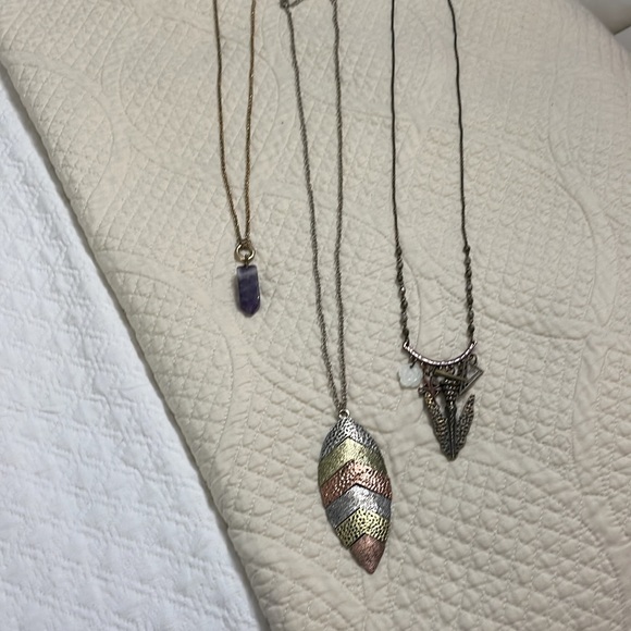 Free People Boho layering Necklace Bundle Lot mixed metals gold silver bronze - Picture 7 of 7